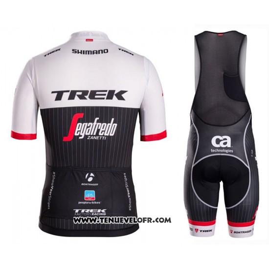 2016 Maillot Ciclismo Trek Segafredo Noir et Blanc Manches Courtes et Cuissard